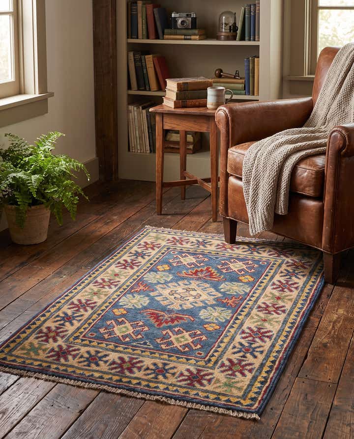 60cm x 95cm anudado a mano Kazak Alfombra