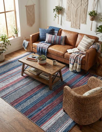 Navy Blue Washable Yara Rug