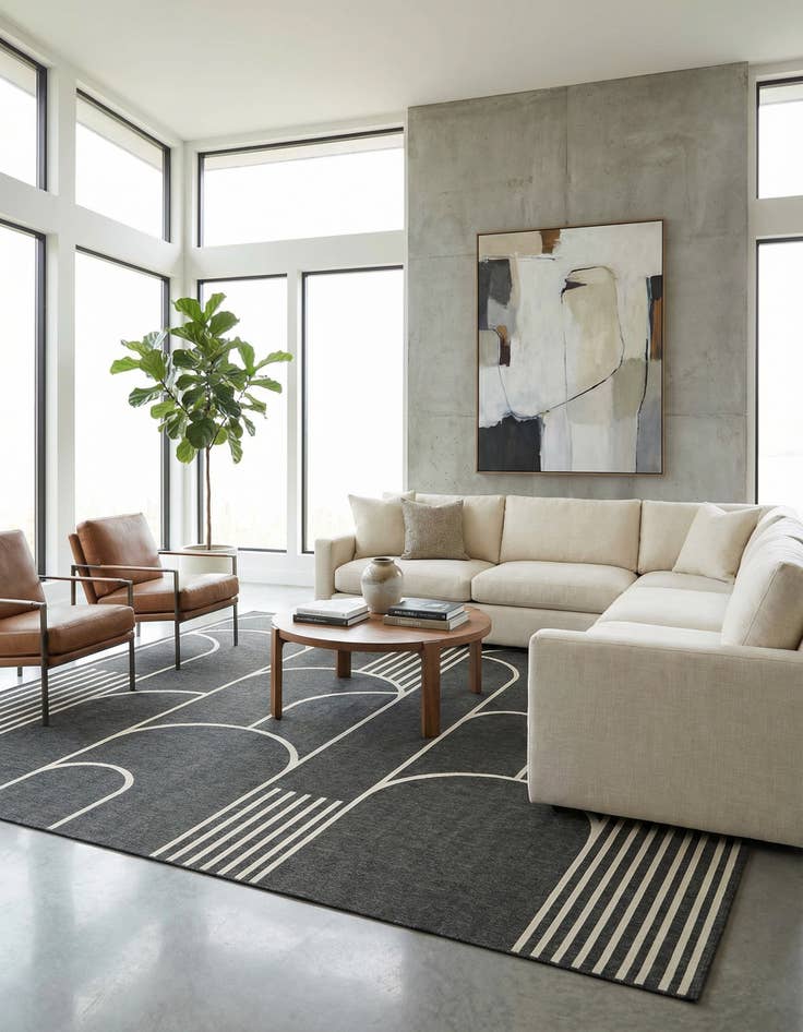 Detail image of 13' x 13' Washable Modern Indoor / Outdoor Square Rug