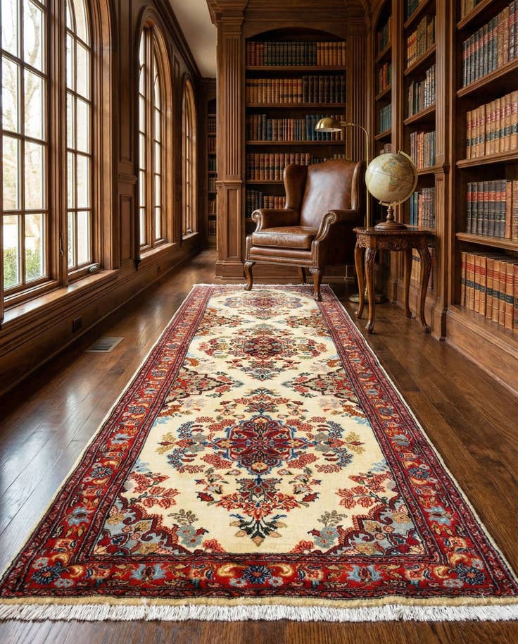 Detail image of 2' 7 x 6' 10 Hand Knotted Qom Persian Runner Rug