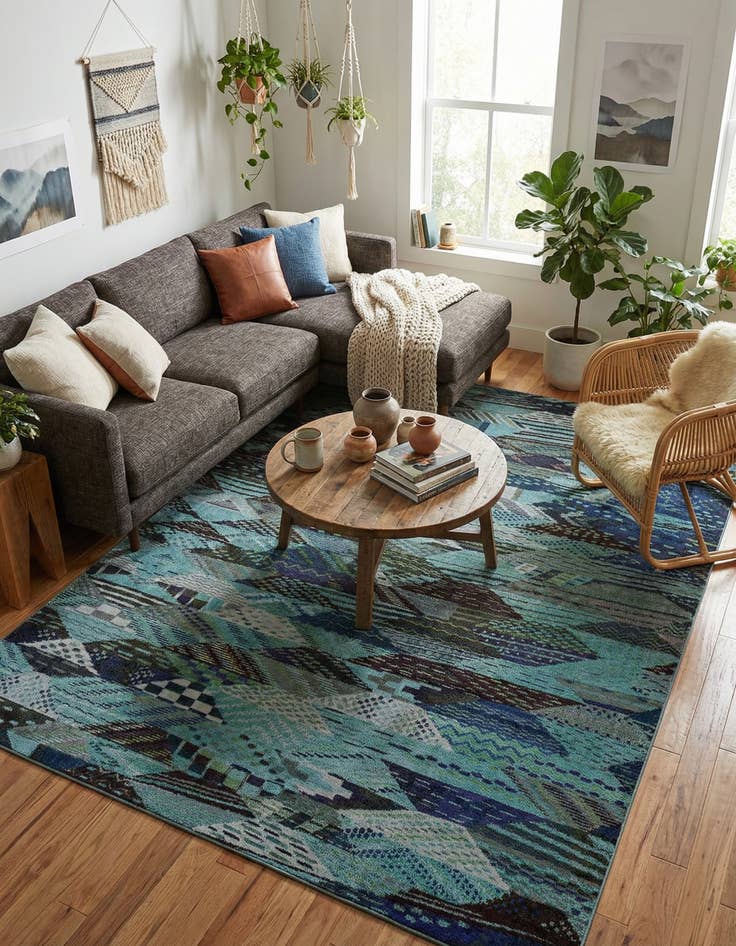 Detail image of 9' x 12'  Washable Santa Fe Rug