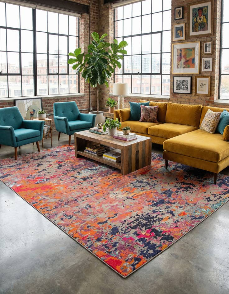 Detail image of 9' 10 x 14' Washable Vivid Rug