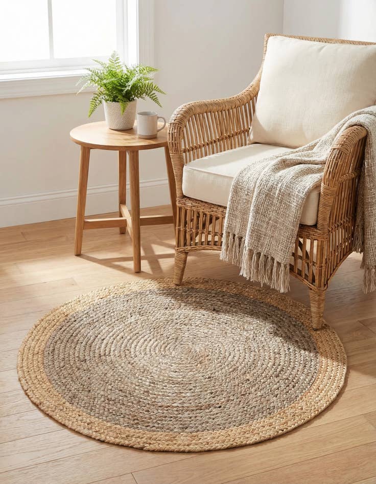 Detail image of 3' 3 x 3' 3  Hand Braided Jute Round Rug