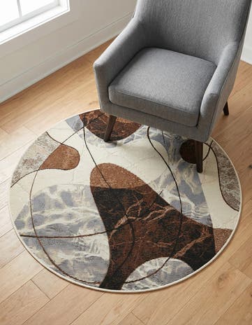 4' x 4' Easy-Clean Modern Indoor / Outdoor Round Rug