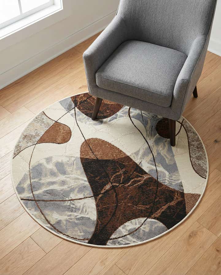 4' x 4' Easy-Clean Modern Indoor / Outdoor Round Rug