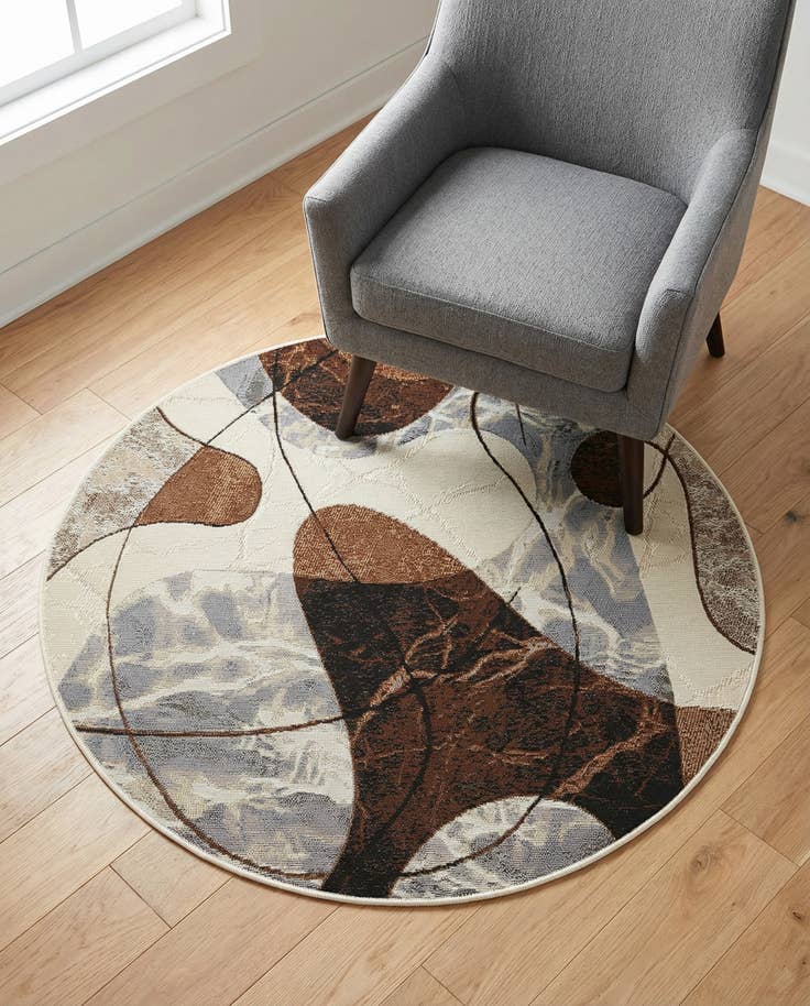 Detail image of 4' x 4' Easy-Clean Modern Indoor / Outdoor Round Rug