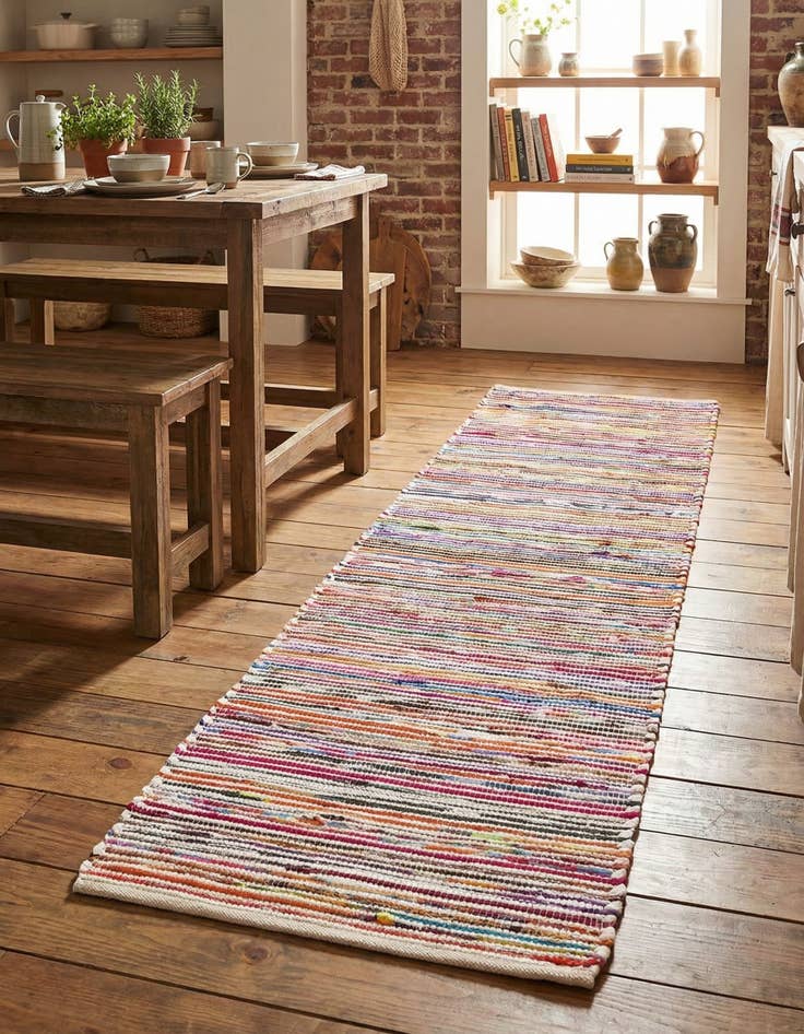 Detail image of 2' x 8'  Hand Woven Chindi Cotton Runner Rug