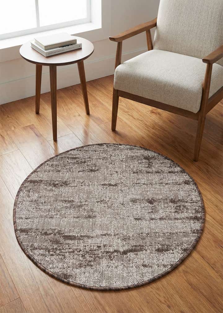 3' x 3' Easy-Clean Modern Indoor / Outdoor Round Rug