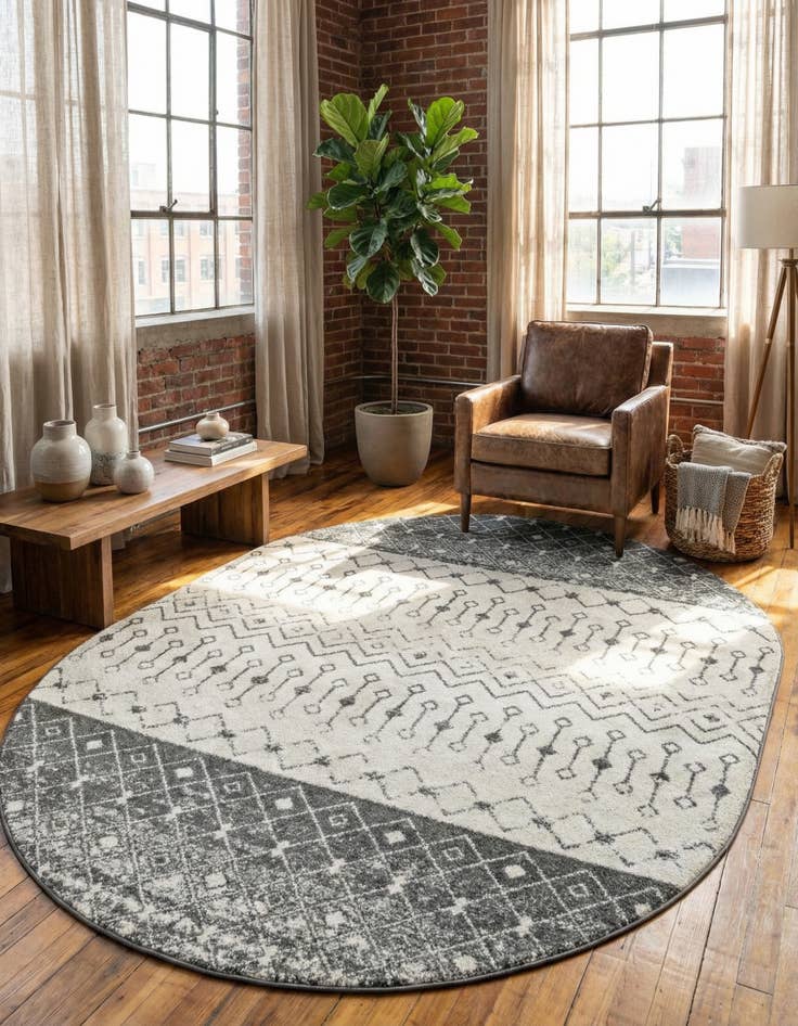 Detail image of 7' 10 x 10' Moroccan Trellis Oval Rug