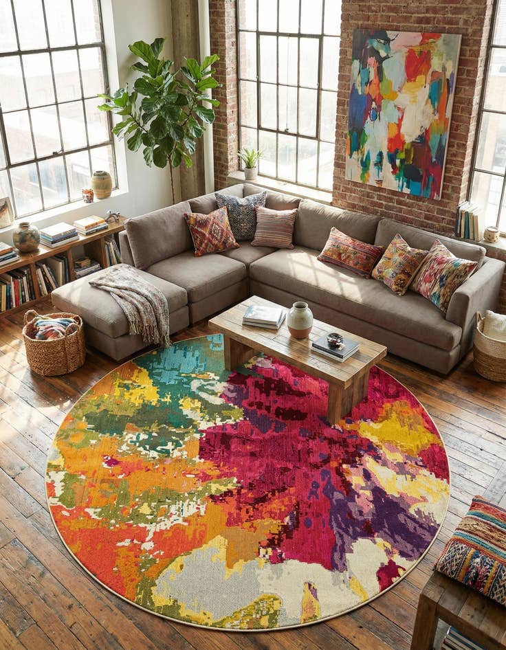 Detail image of 8' x 8' Washable Hyacinth Round Rug