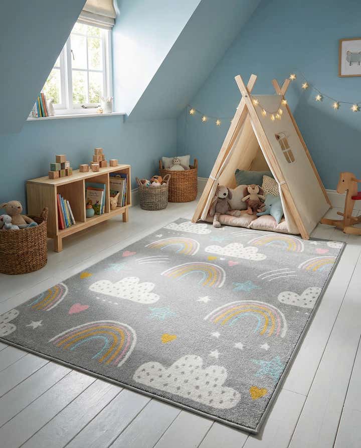 4' x 6' Clouds and Rainbows Whimsy Kids Rug