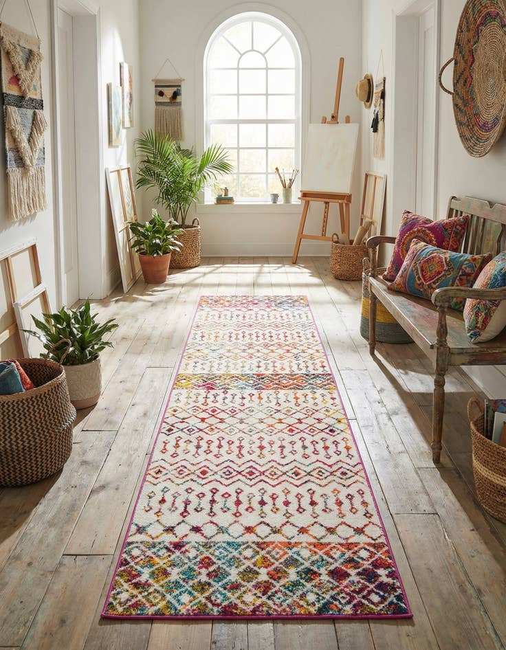 Detail image of 2' 7 x 10' Moroccan Trellis Runner Rug