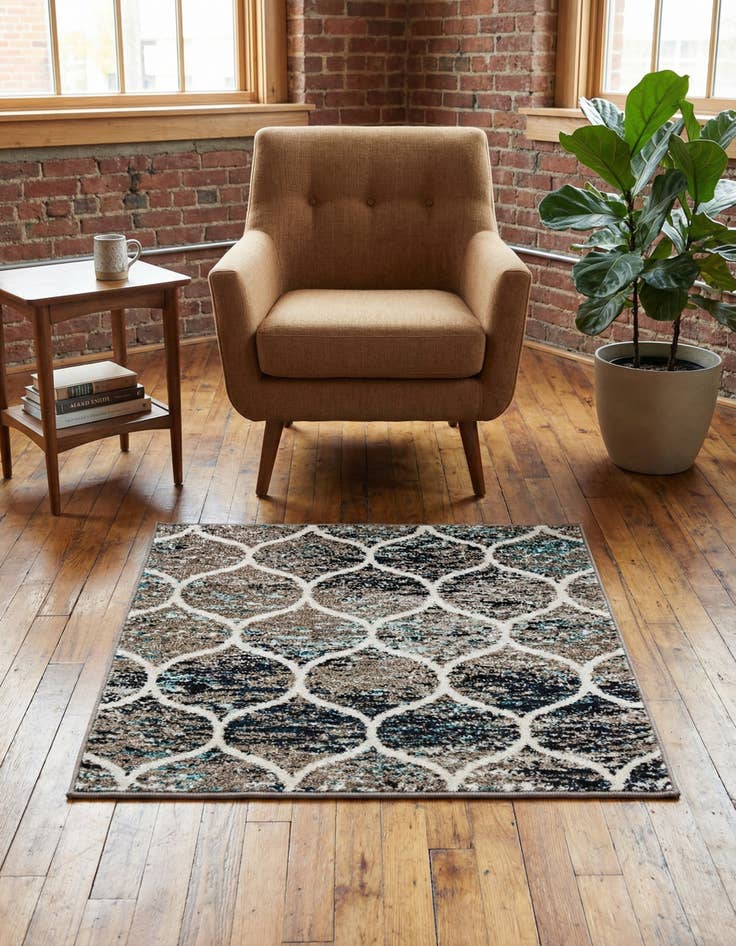 Detail image of 3' x 3' Lattice Frieze Square Rug