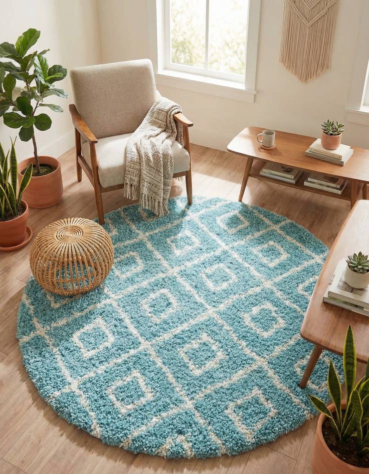 Detail image of 6' x 6' Trellis Shag Round Rug