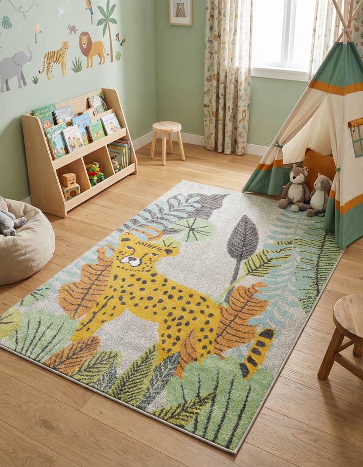 Detail image of 4' x 6' Leopard Whimsy Kids Rug