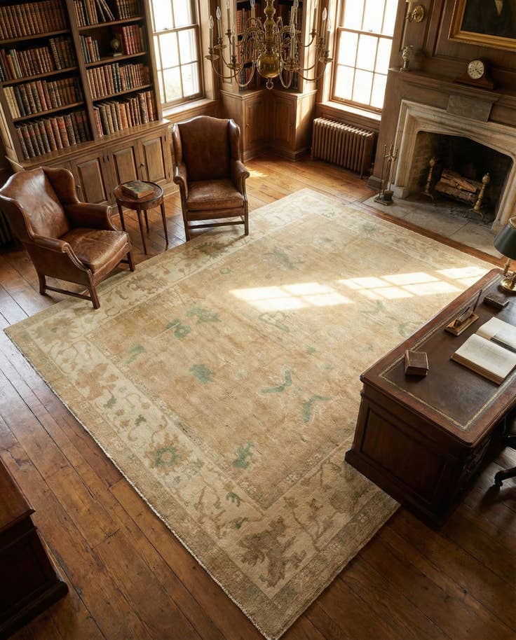 Detail image of 9' 4 x 12' Hand Knotted Oushak Wool Rug