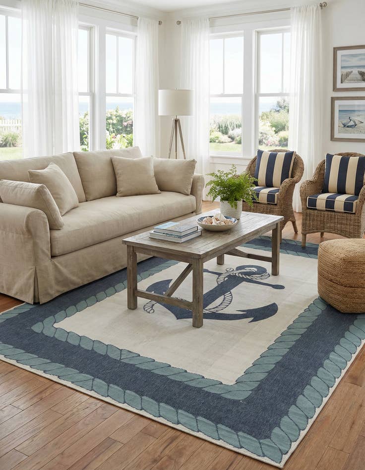 Detail image of 9' x 12' Washable Coastal Indoor / Outdoor Rug