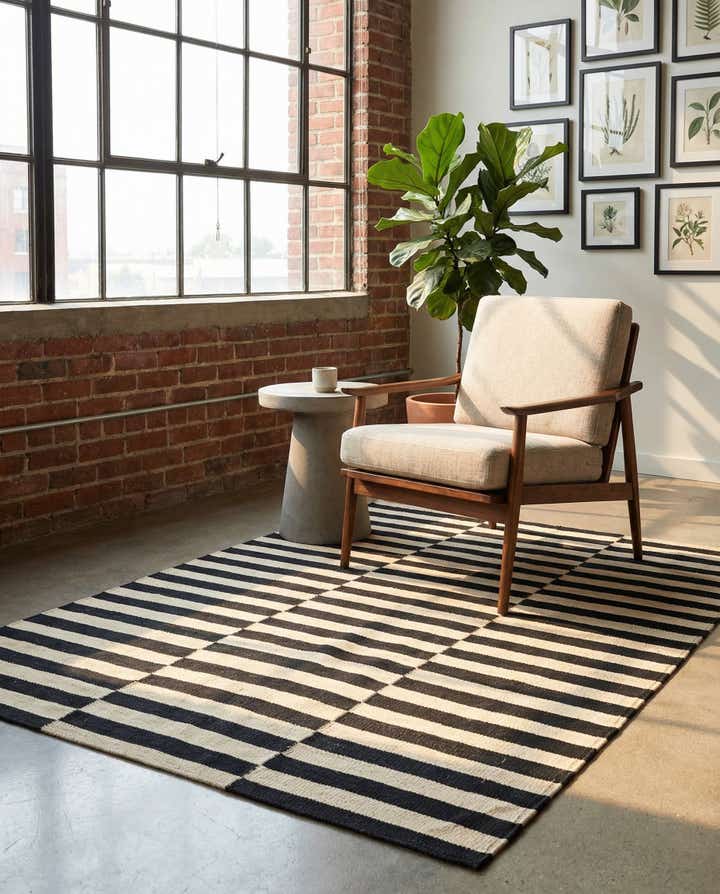 3' 5 x 4' 9 Hand Woven Kilim Modern Wool Rug