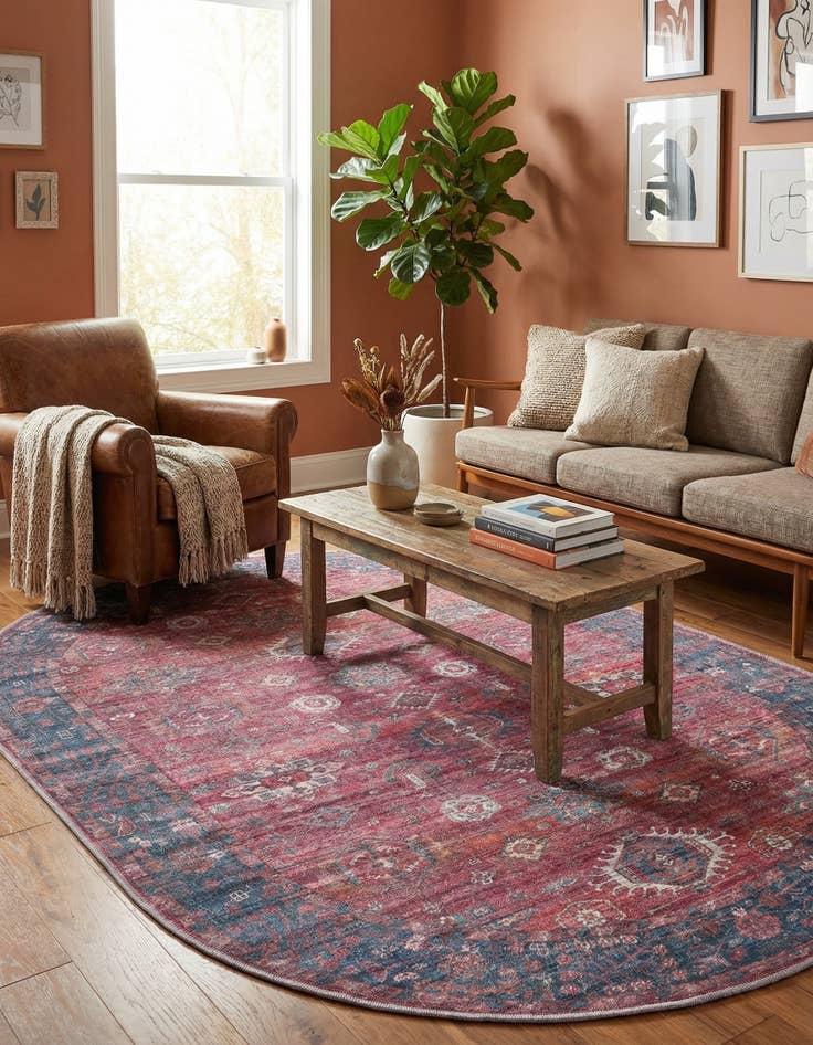 Detail image of 5' 3 x 8' Washable Maahru Oval Rug