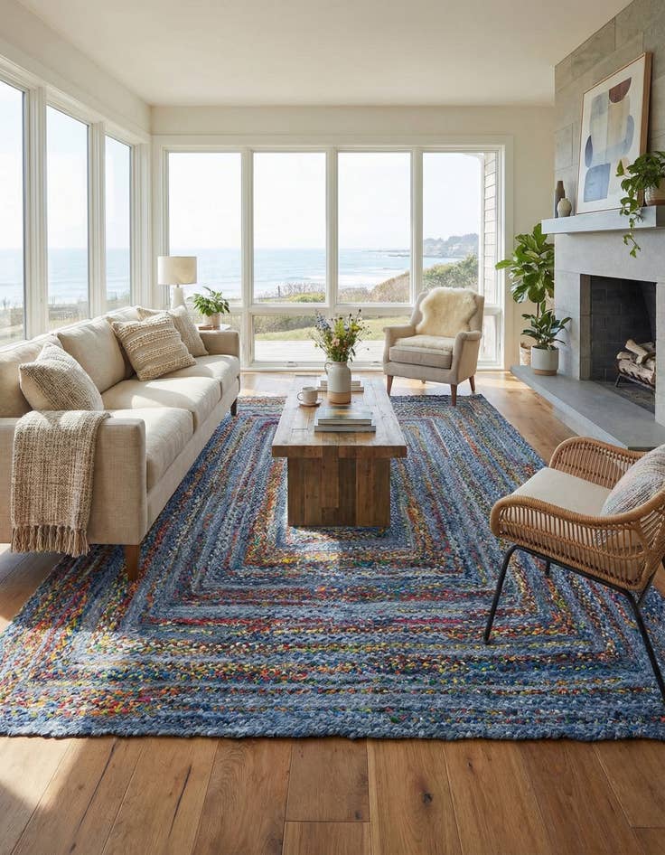 Detail image of 8' x 10' Handmade Braided Chindi Rug