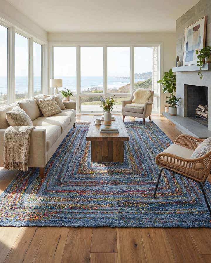 8' x 10' Handmade Braided Chindi Rug