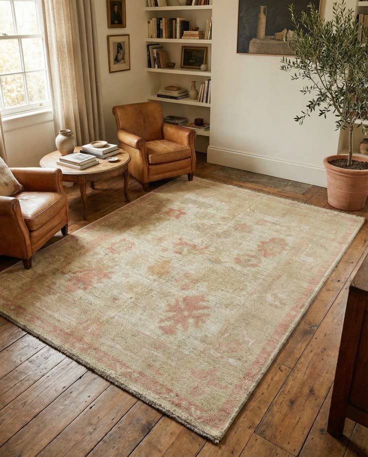 Detail image of 5' 2 x 6' 5 Hand Knotted Oushak Wool Rug