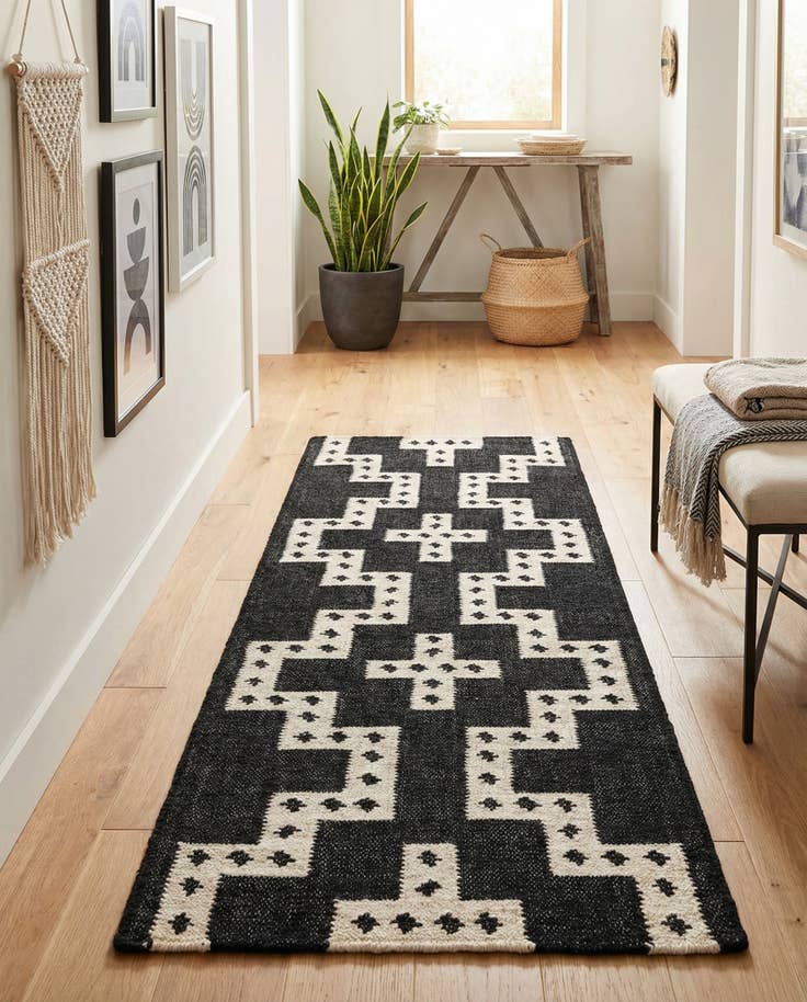 Detail image of 2' x 6' 1 Hand Woven Kilim Wool Runner Rug
