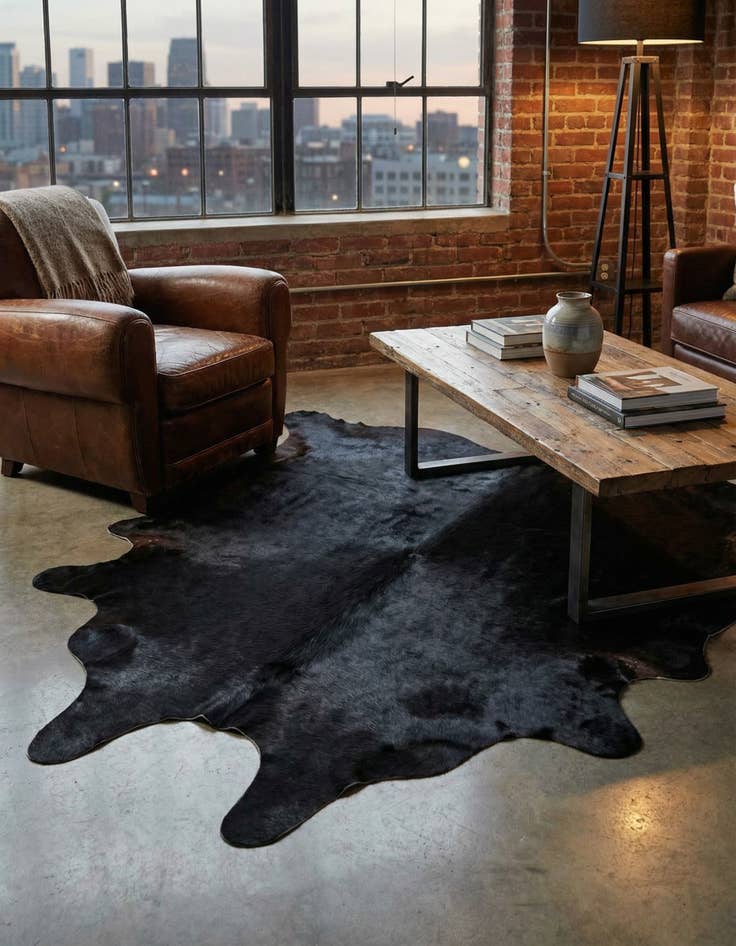 Detail image of 5' 5 x 6' 8 Cowhide Leather Rug