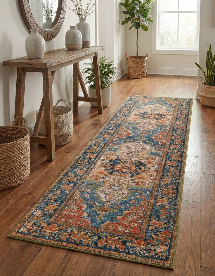 Detail image of 2' 7 x 10' Washable Traditional Indoor / Outdoor Runner Rug