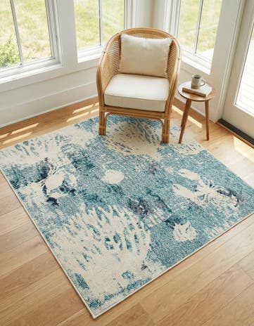 Light Blue Washable Amalfi Square Rug