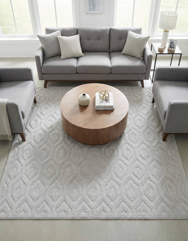 Detail image of 7' 10 x 7' 10  Washable Trellis Textured Indoor / Outdoor Square Rug
