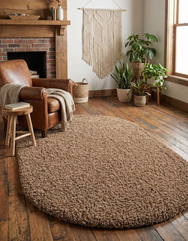 Detail image of 5' 3 x 8' Solid Shag Oval Rug