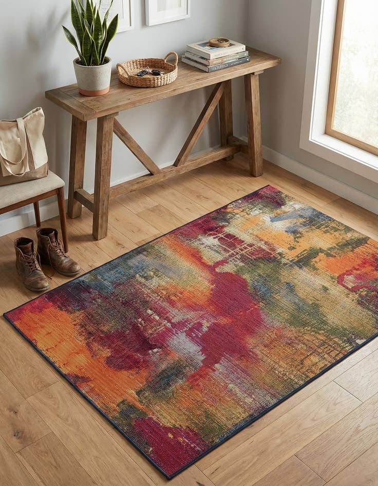 Detail image of 3' 3 x 5' 3 Washable Modern Indoor / Outdoor Rug