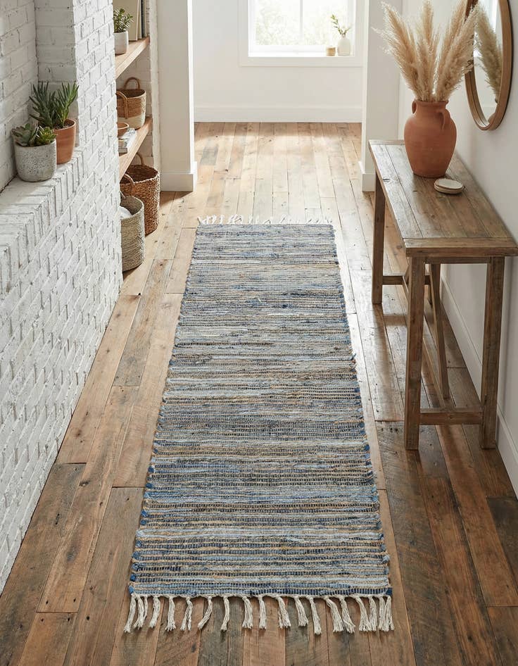 Detail image of 2' 2 x 6' 1 Hand Woven Chindi Jute Runner Rug