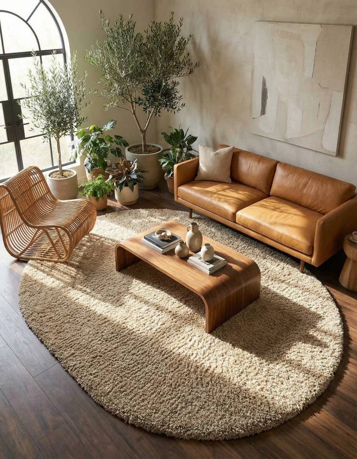 Detail image of 7' 10 x 10' Solid Shag Oval Rug