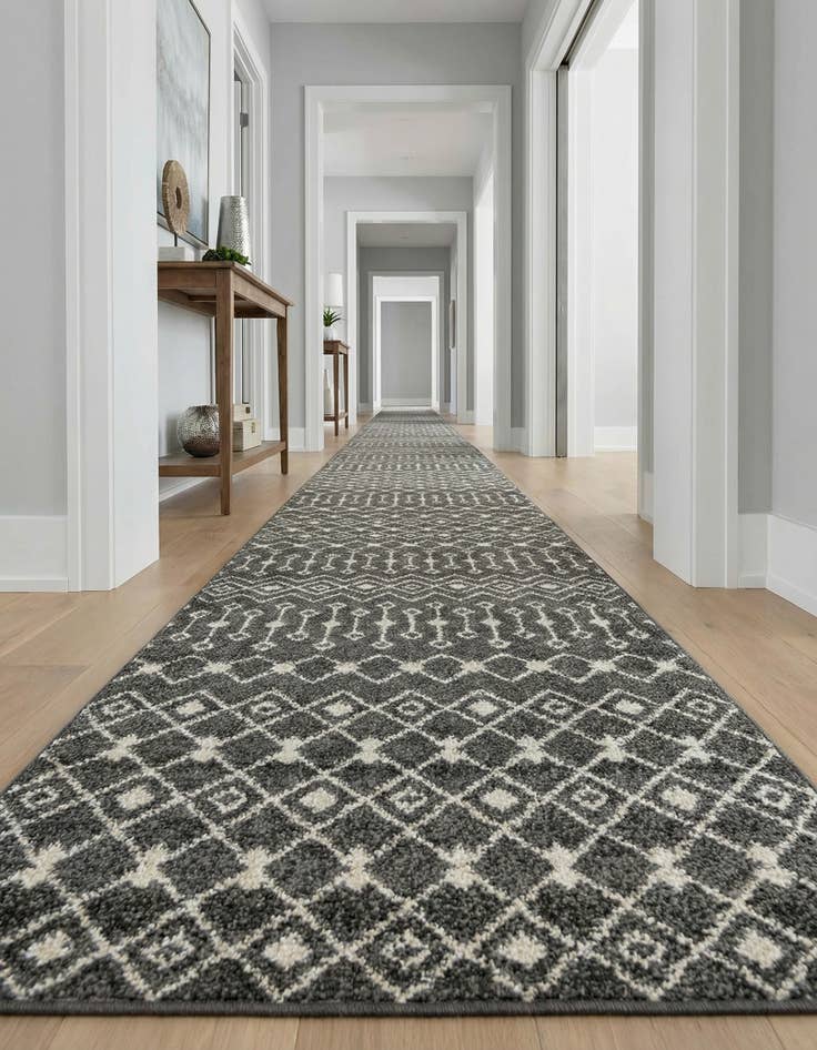 Detail image of 3' 3 x 16' 5 Moroccan Trellis Runner Rug