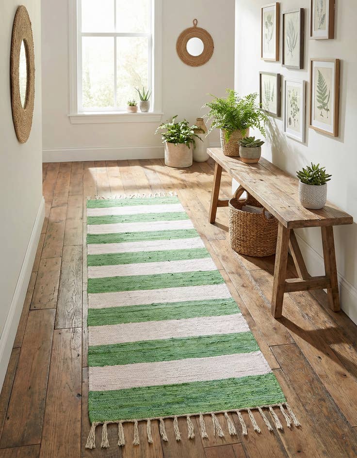 Detail image of 2' 2 x 8' Hand Woven Chindi Rag Runner Rug