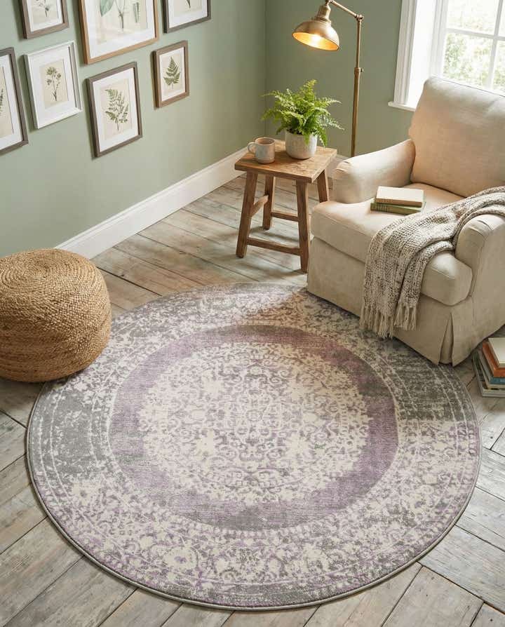 4' x 4' Modern Classical Round Rug