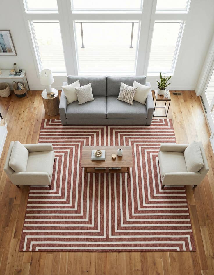 Detail image of 10' x 10' Easy-Clean Modern Indoor / Outdoor Square Rug