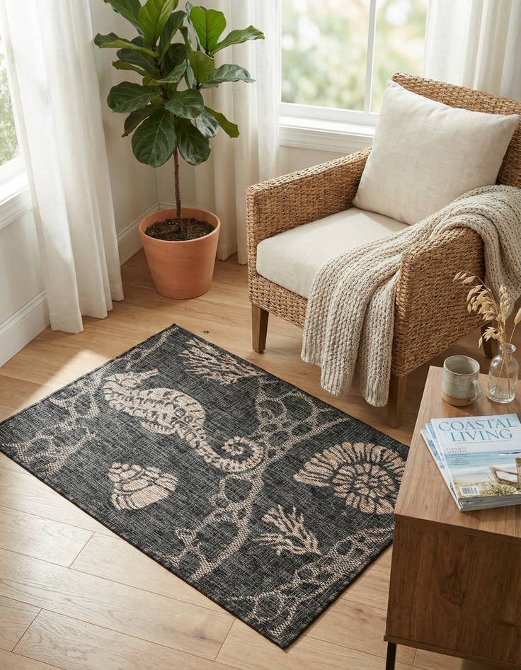 Detail image of 2' x 3' Easy-Clean Coastal Indoor / Outdoor Rug