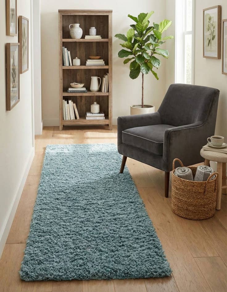 Detail image of  2' x 6' 5 Solid Shag Runner Rug