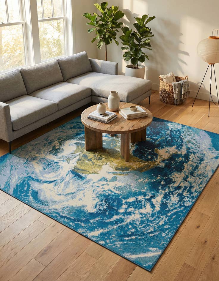 Detail image of 7' 10 x 7' 10 Washable Modern Indoor / Outdoor Square Rug