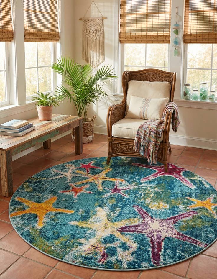 Detail image of 6' 1 x 6' 1  Washable Capri Round Rug