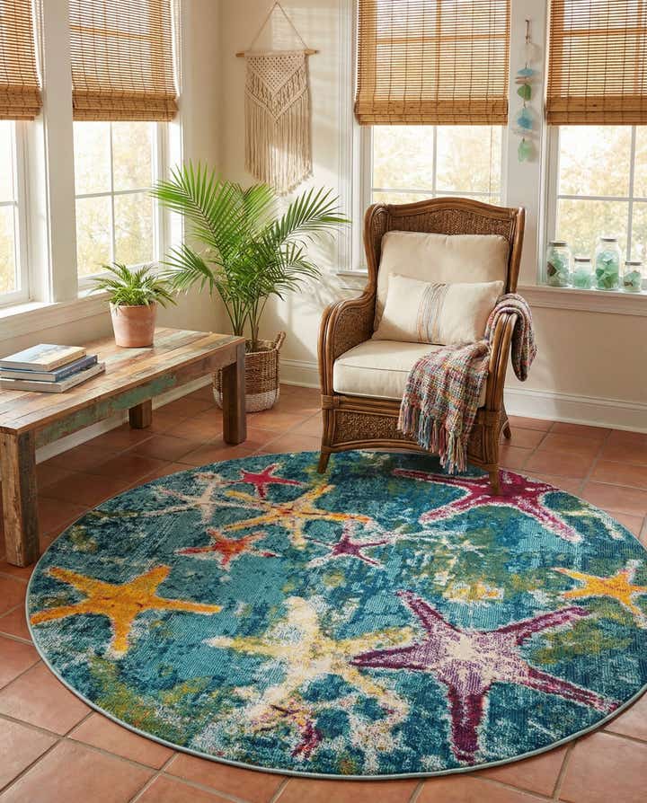 6' 1 x 6' 1 Washable Amalfi Round Rug