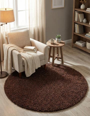 4' x 4' Solid Shag Round Rug