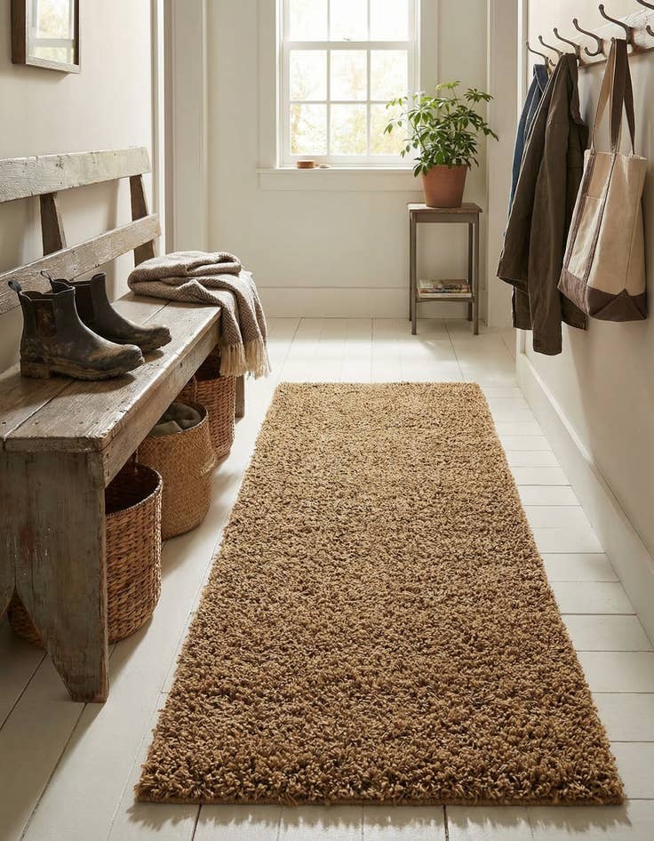 Detail image of 2' x 6' Solid Shag Runner Rug