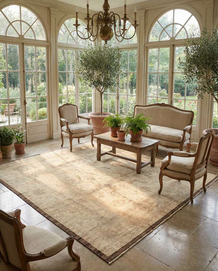 8' 4 x 9' 10 Hand Knotted Oushak Wool Rug