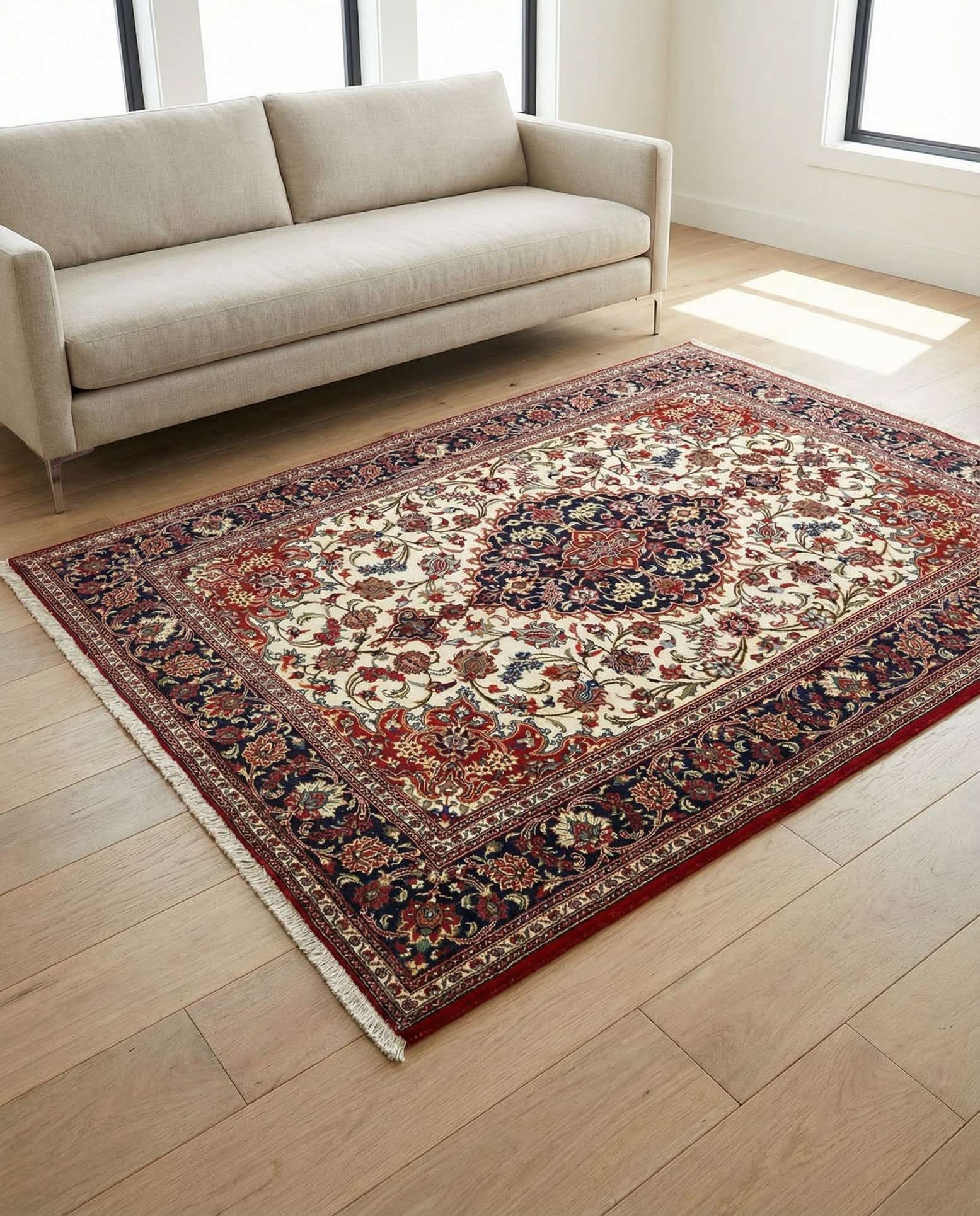 4' 6 x 6' 10 Hand Knotted Qom Persian Rug