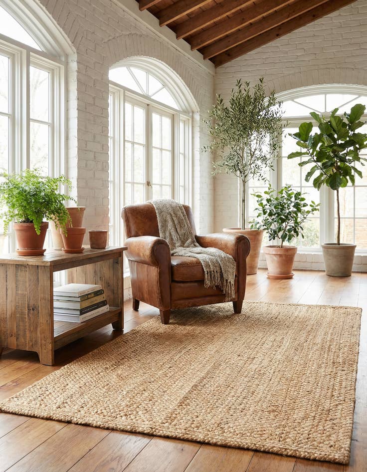 Detail image of  5' 1 x 8'  Hand Heirloom Braided Jute Rug