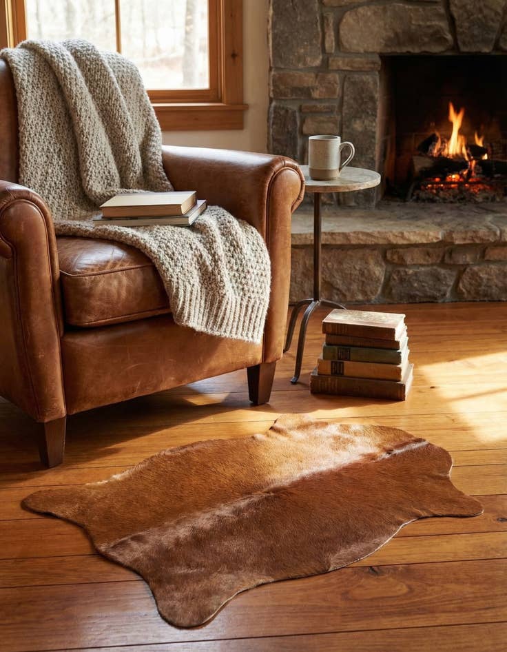 Detail image of 1' 8 x 2' 7 Cowhide Leather Rug